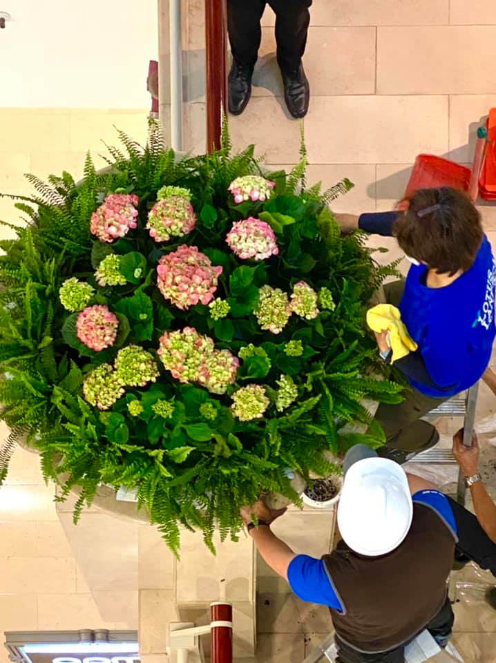 101購物中心蓮花盆花藝施作